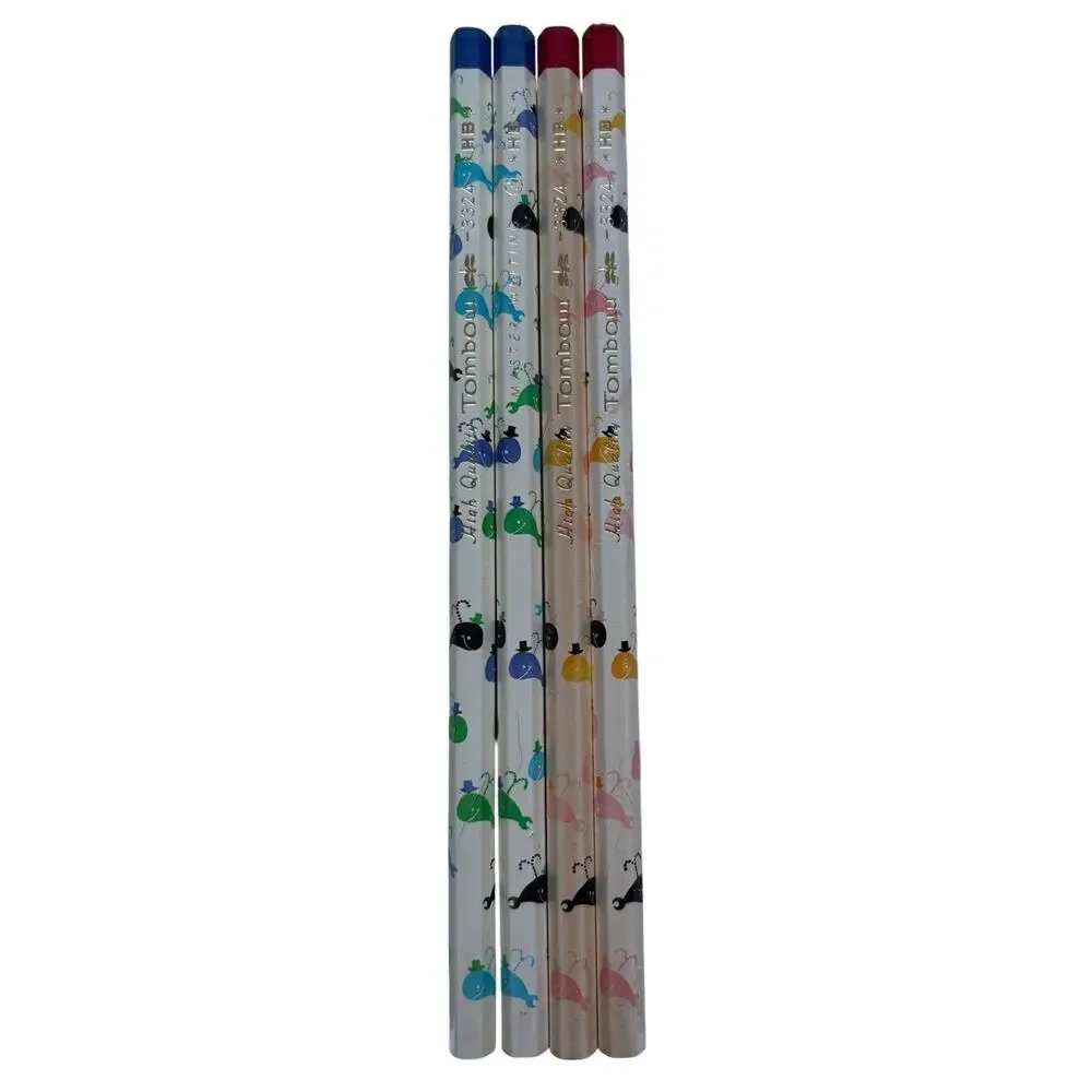 4 Tombow 3324 HB Pencils Made in Japan, JIS Mark Vintage Whales Master Writing
